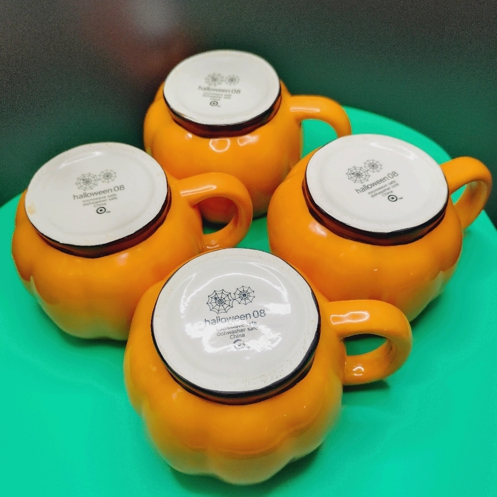 4 Retro Target Halloween Jack O' Lantern Mugs Pumpkin Face Ceramic 2008 … - Picture 8 of 12